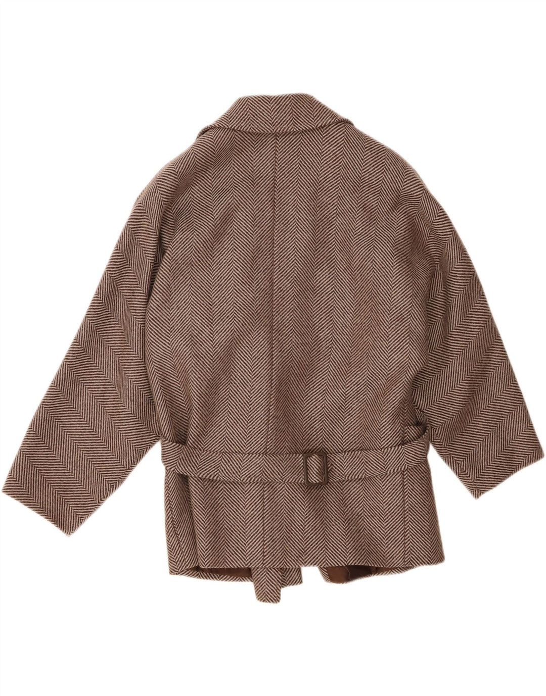 Płaszcz damski w stylu vintage IT 44 Średni brązowa wełna Chevron