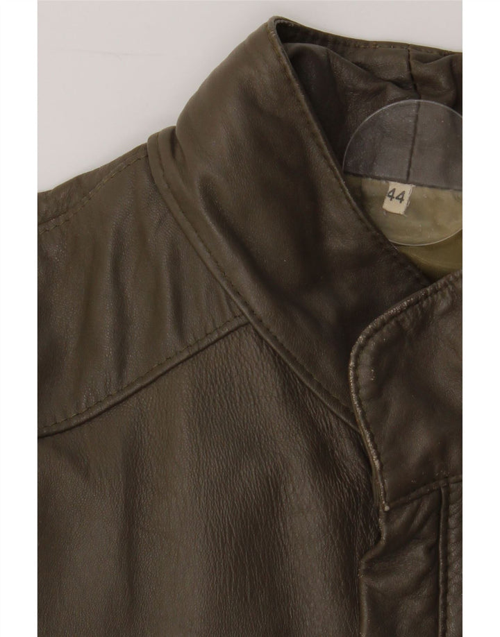 VINTAGE Mens Leather Jacket IT 44 XS Khaki Vintage Vintage and Second-Hand Vintage from Messina Hembry 