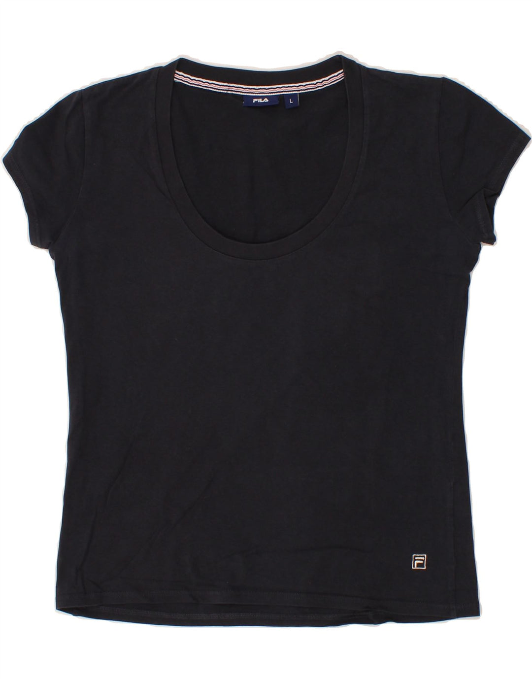 FILA Womens T-Shirt Top UK 14 Large Black Cotton Vintage Fila and Second-Hand Fila from Messina Hembry 