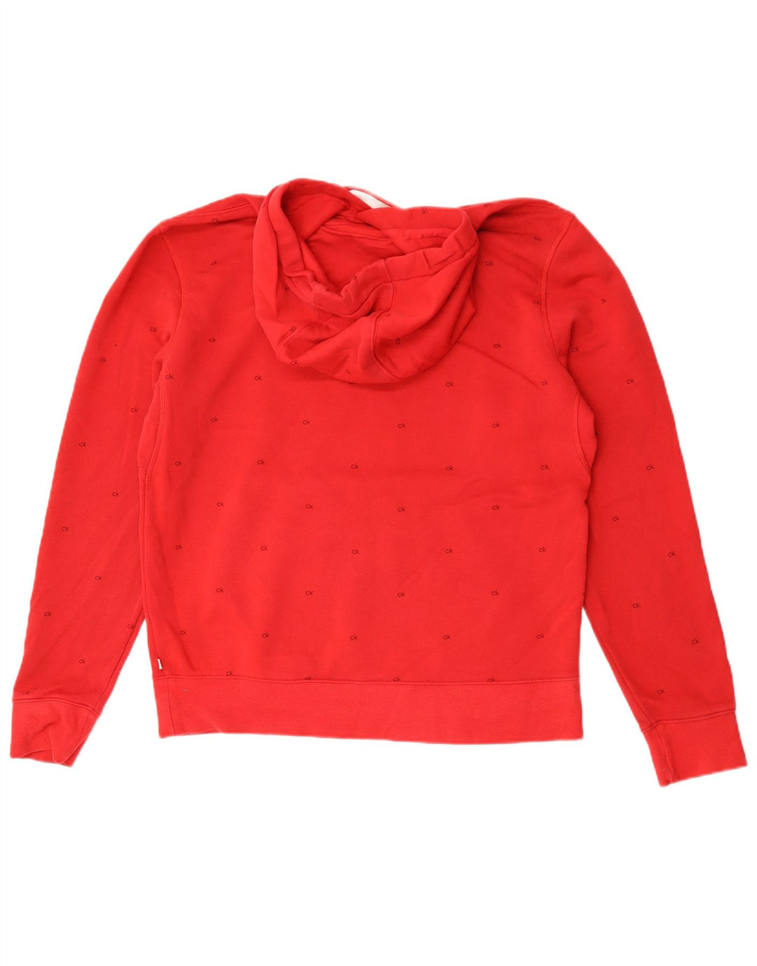 Męski sweter z kapturem Calvin Klein z grafiką, średnio czerwony, bawełniany