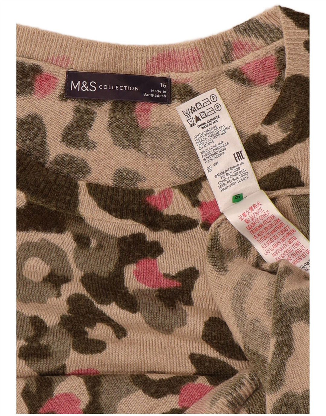Marks & Spencer Damski sweter z dekoltem w łódkę, UK 16, duży, beżowy