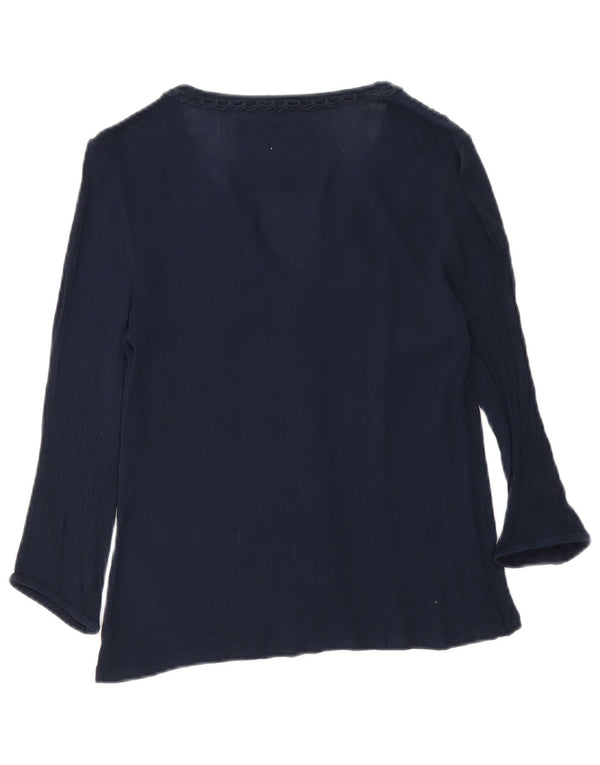 Damska bluzka koszulowa z rękawem 3/4 Superdry UK 6 XS Granatowa, bawełniana w kwiaty