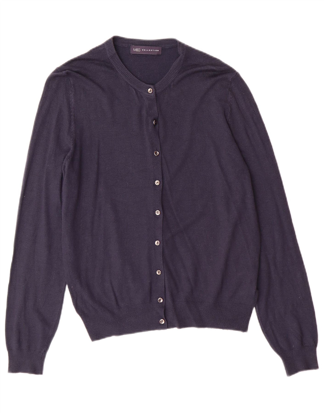 Marks & Spencer Damski sweter rozpinany UK 14 Średni granatowy klasyczny