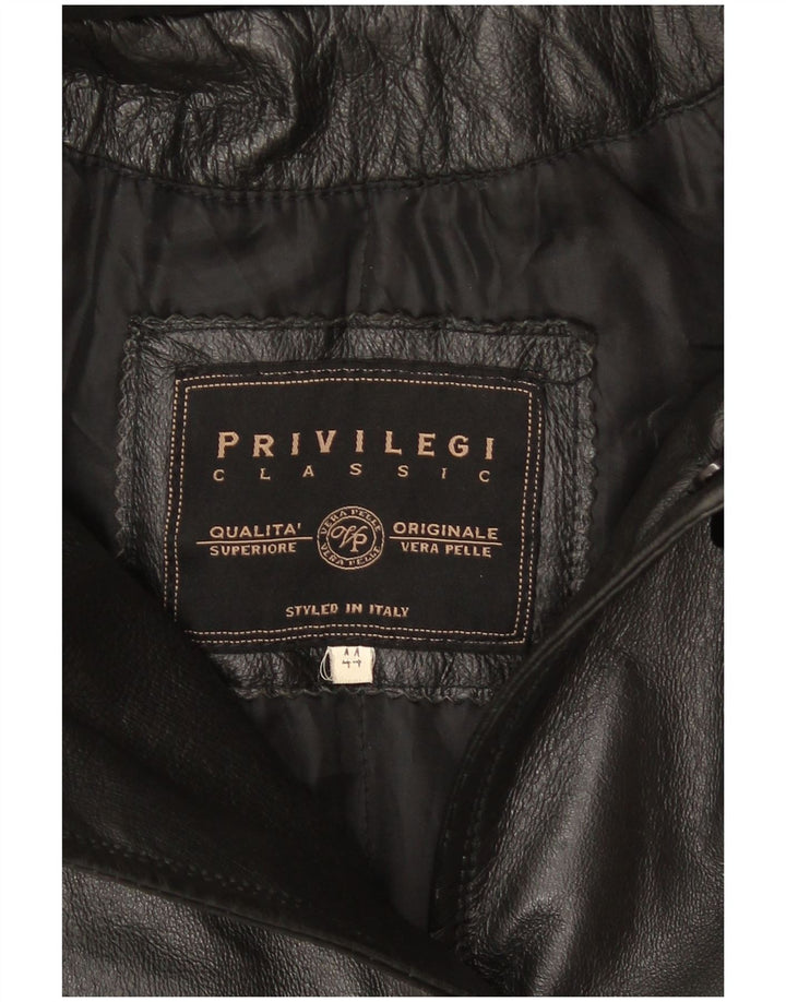 Damski płaszcz skórzany z kapturem, oversize, Privilegi IT 44, średnia czarna skóra