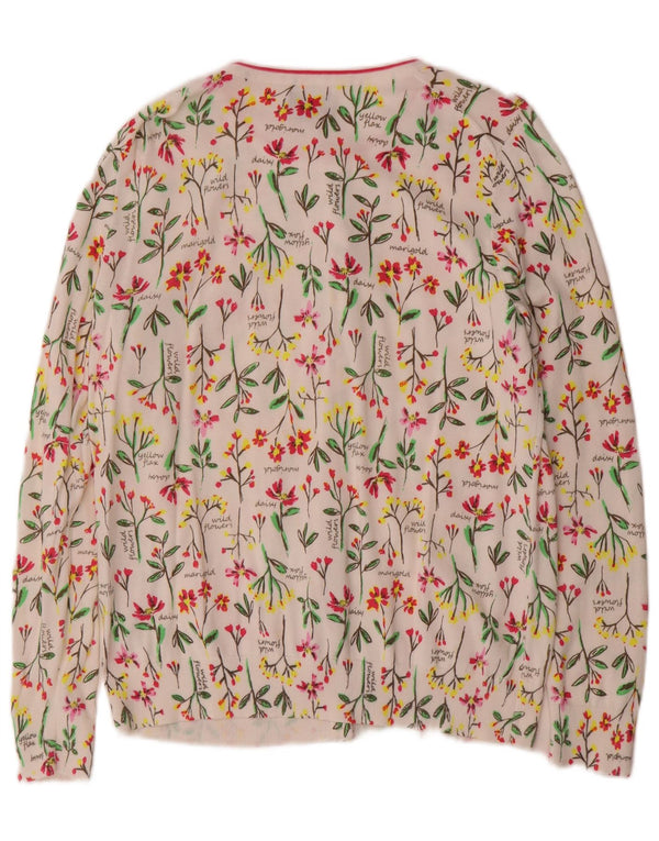 Sweter damski Lands End UK 14 Średni biały, bawełniany w kwiaty