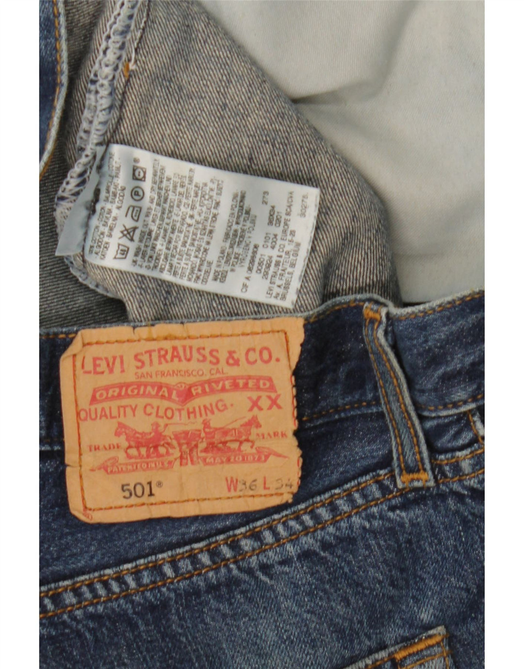 Męskie jeansy Levi's 501 Straight W36 L28 Niebieskie bawełniane