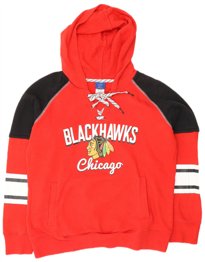 Damska bluza z kapturem REEBOK Chicago Blackhawks UK 16, duża, czerwona, z blokami kolorów