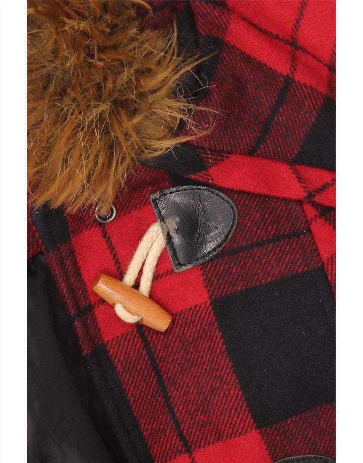 Damska kurtka marynarska MISS SELFRIDGE z kapturem UK 6 XS, wełniana w czerwoną kratę