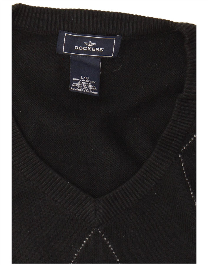 Męski podkoszulek DOCKERS z kamizelką, duży, czarny Argyle/Diamentowy akryl
