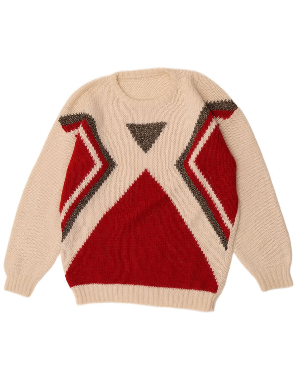 Vintage damski sweter z okrągłym dekoltem UK 18 XL w kolorze złamanej bieli