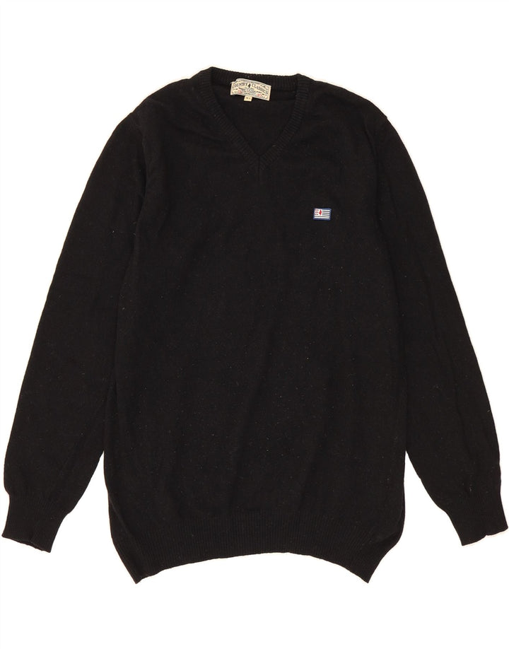MARLBORO CLASSICS Mens V-Neck Jumper Sweater XL Black Wool Vintage Marlboro Classics and Second-Hand Marlboro Classics from Messina Hembry 