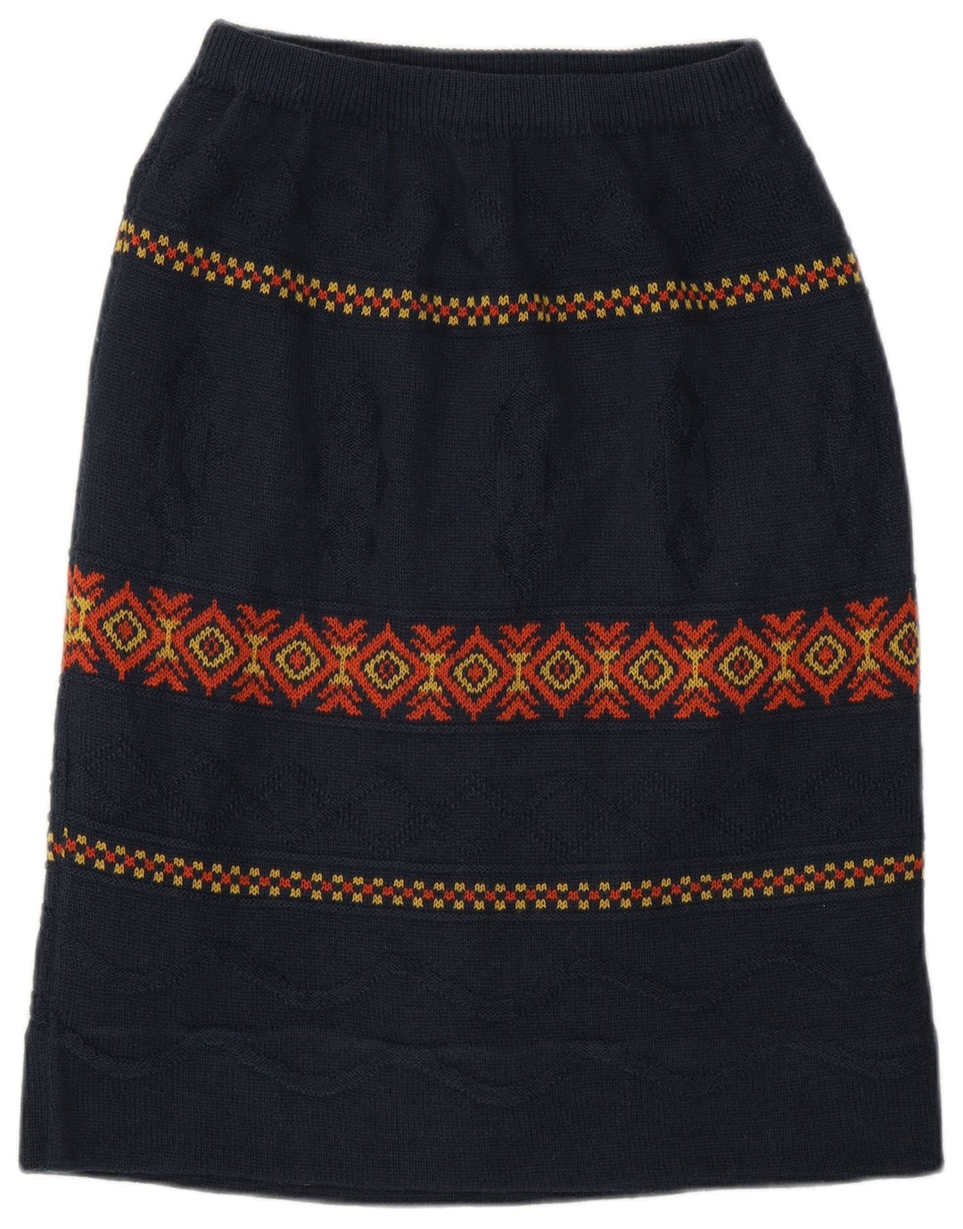 Damska spódnica midi w stylu vintage W28 Średni granatowy Argyle/Diament