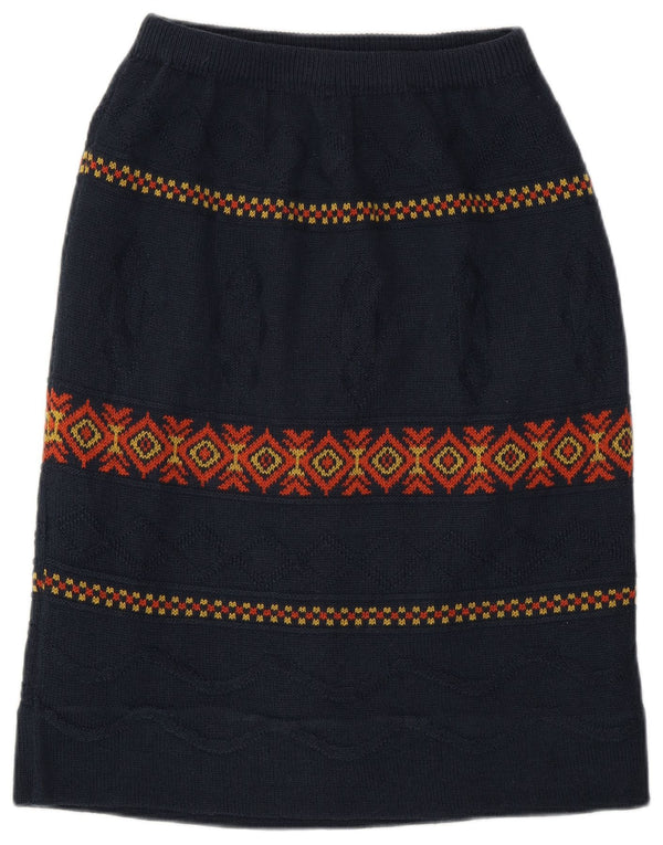 Damska spódnica midi w stylu vintage W28 Średni granatowy Argyle/Diament