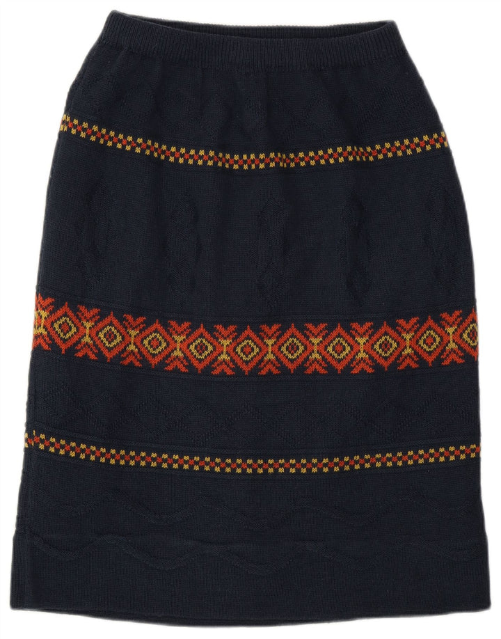 Damska spódnica midi w stylu vintage W28 Średni granatowy Argyle/Diament