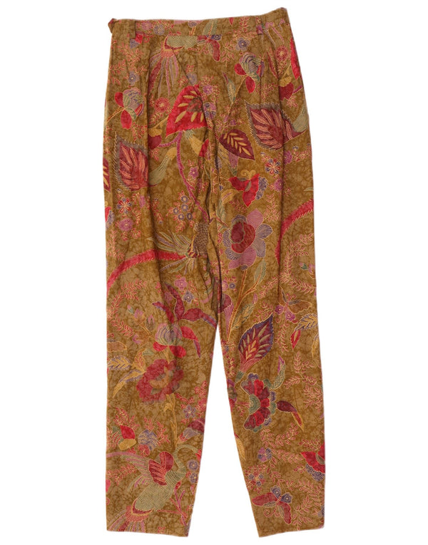 Damskie zwężane spodnie casual Blues Club UK 12 Medium W26 L27 Beżowy kwiatowy