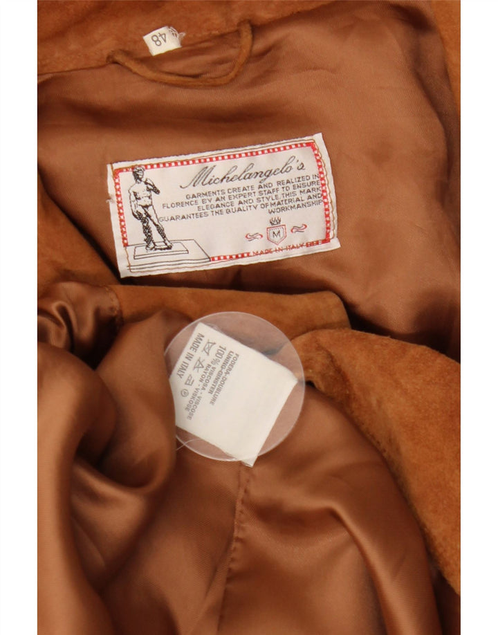 Zamszowa kurtka damska MICHELANGELO IT 48 XL, brązowa skóra