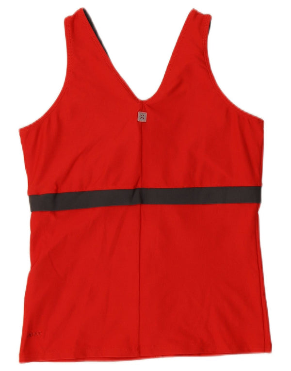Damska koszulka z kamizelką Nike Dri Fit, UK 14/16, duży czerwony poliester z blokami kolorów