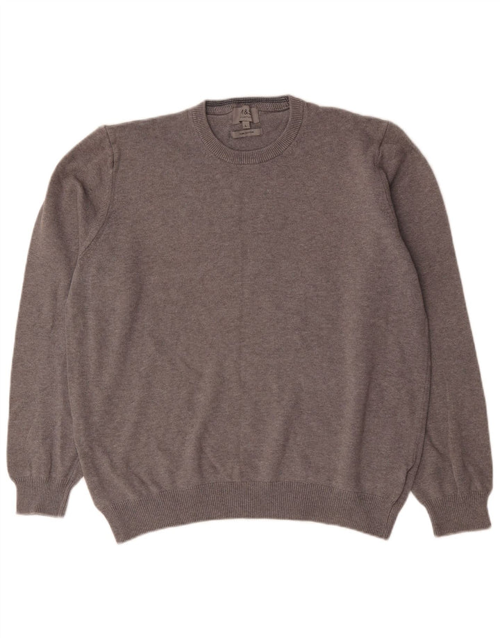 Marks & Spencer Męski sweter z okrągłym dekoltem, duży, szary, bawełniany