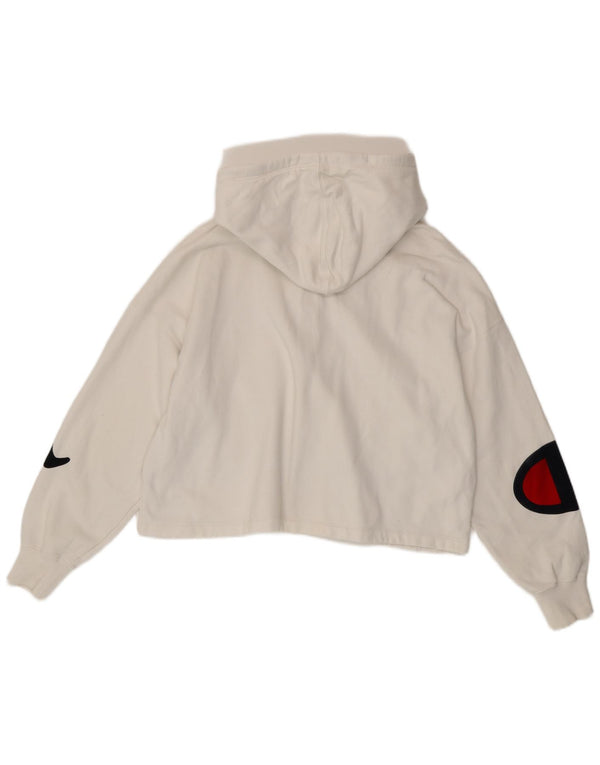Damska bluza z kapturem Champion, oversize, zapinana na zamek, UK 16, duża, biała