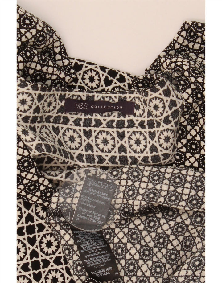 MARKS & SPENCER Damska sukienka typu shift UK 14, duża, czarna, geometryczna wiskoza