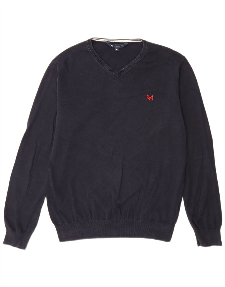 Crew Clothing Męski sweter z dekoltem w kształcie litery V, średni granatowy, bawełniany