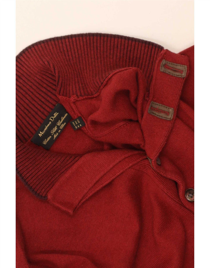Męski sweter zapinany na guziki Massimo Dutti, średniej wielkości bordowa bawełna