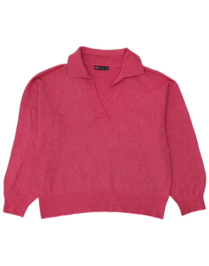 Marks & Spencer Damski sweter oversize z golfem, UK 14, średni róż