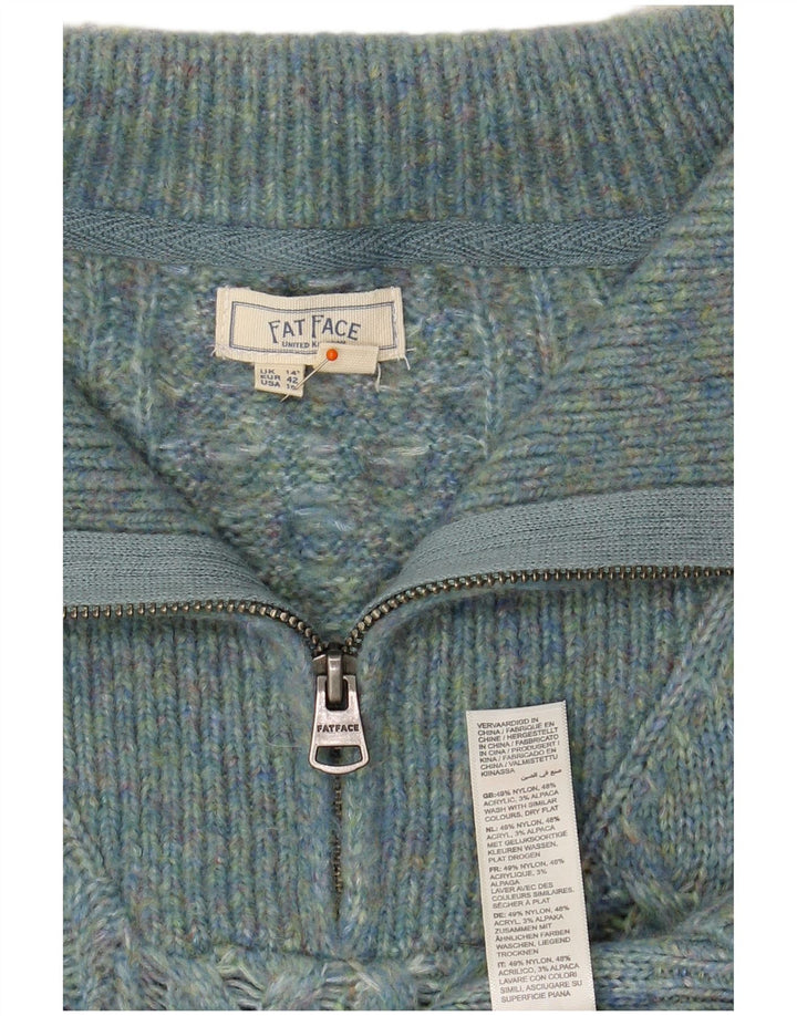 Damski sweter zapinany na zamek FAT FACE UK 14, duży, turkusowy nylon