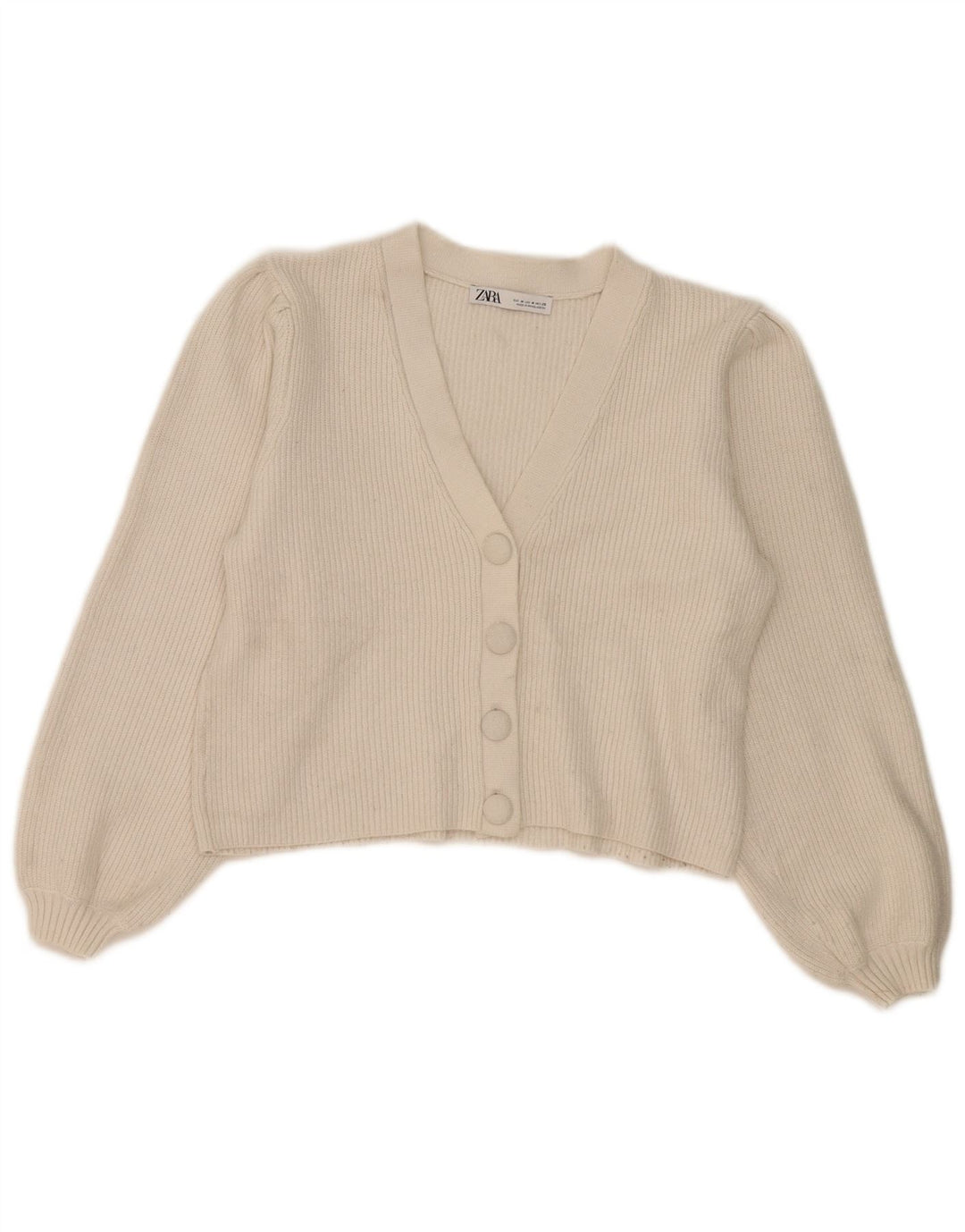 Sweter damski Zara Crop Cardigan UK 14 Średni złamanej bieli, wiskoza