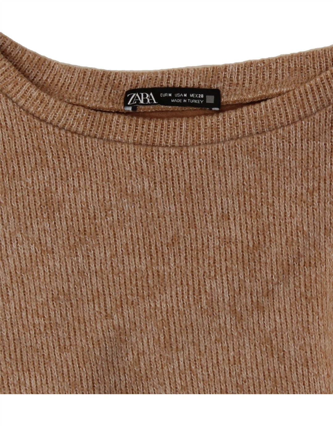 ZARA Womens Crop Boat Neck Jumper Sweater UK 14 Medium Brown Vintage Zara and Second-Hand Zara from Messina Hembry 