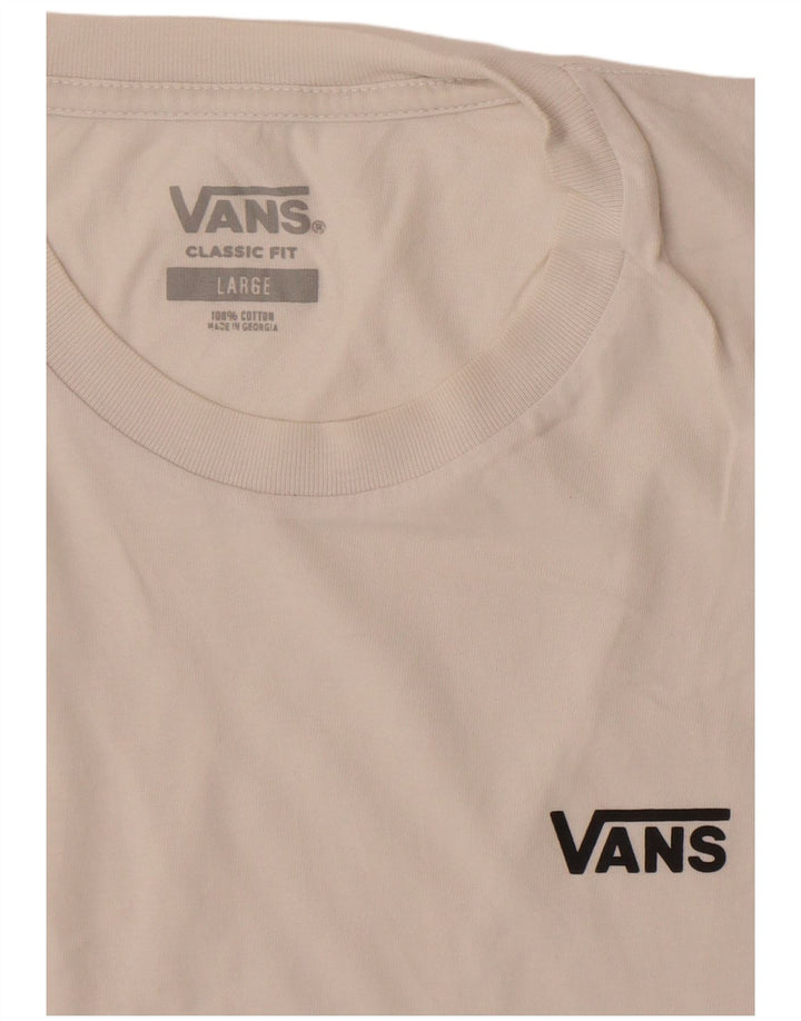 Męski T-shirt Vans o klasycznym kroju, duży, biały, bawełniany