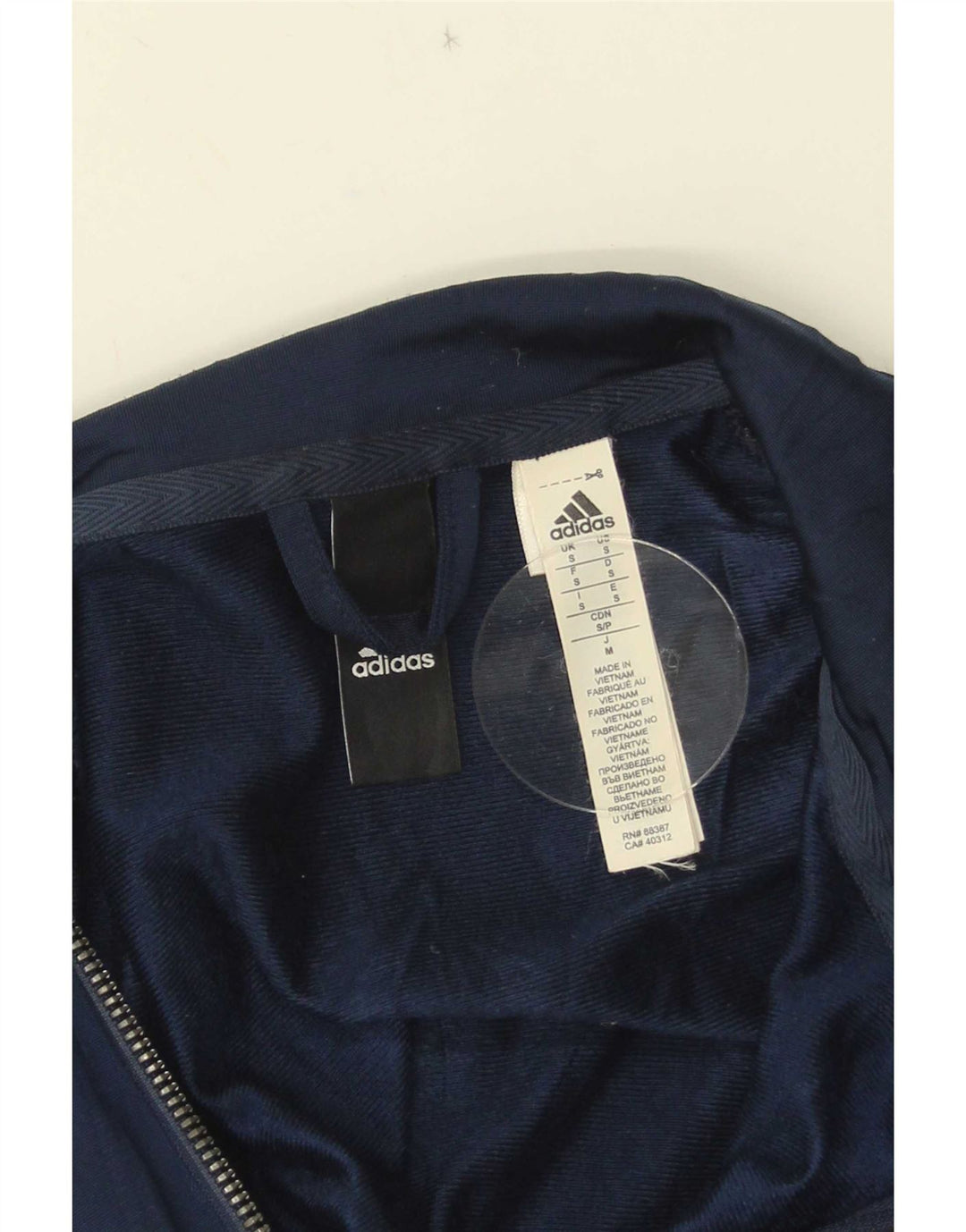 Adidas Męska bluza dresowa, mała, granatowa, z blokami kolorów, poliestrowa