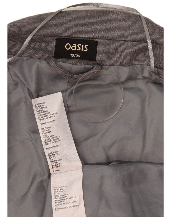 Damska otwarta marynarka Oasis UK 10, mała, szara, poliestrowa w prążki