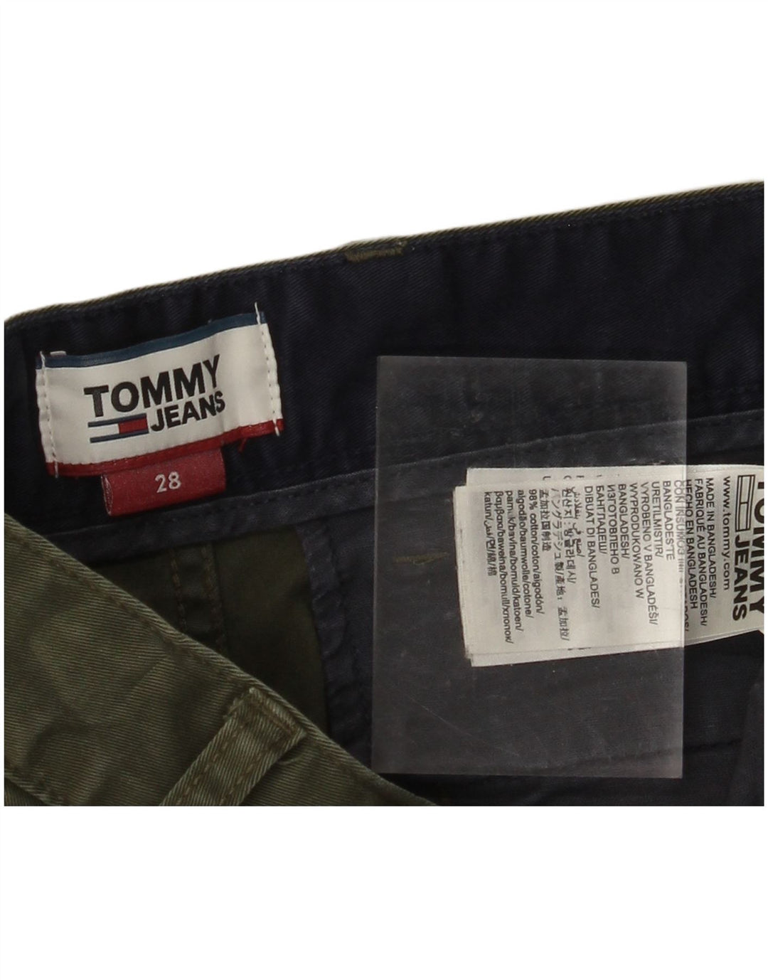 Damskie spodenki chino TOMMY HILFIGER W28, średnia bawełna khaki