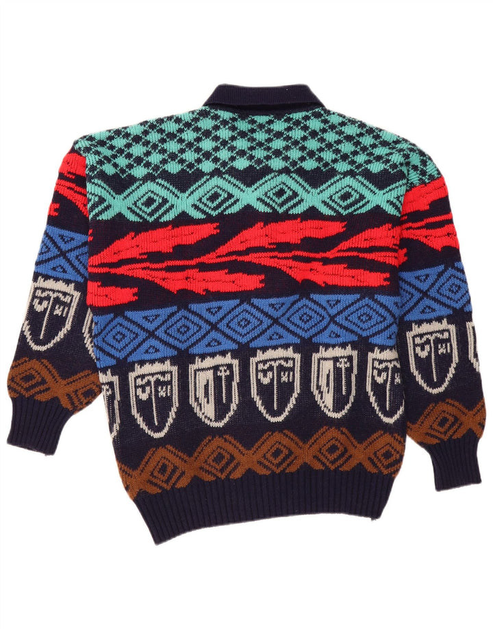 Męski sweter z golfem w stylu vintage IT 50 Średni wielobarwny geometryczny