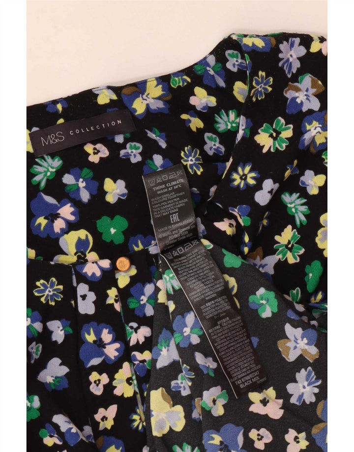 Bluzka damska Marks & Spencer UK 12, średni czarny, kwiatowy poliester