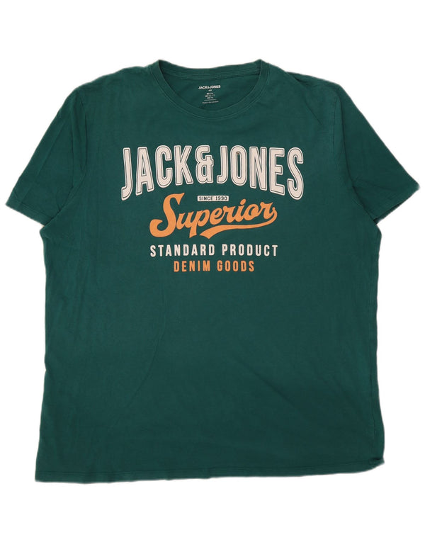Męski T-shirt z grafiką Jack & Jones, XL, zielony, bawełniany