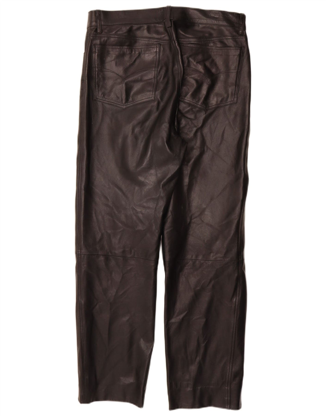 Proste skórzane spodnie męskie VINTAGE IT 50 Large W32 L30 Czarna skóra