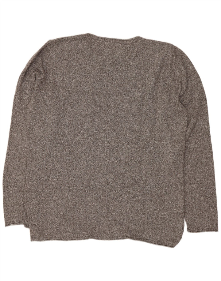 Męski sweter z okrągłym dekoltem Tommy Hilfiger Średnioszary, bawełniany nakrapiany