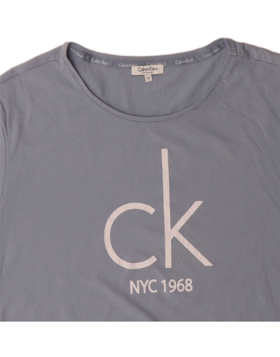Męski T-shirt CALVIN KLEIN z grafiką, średni niebieski, bawełniany