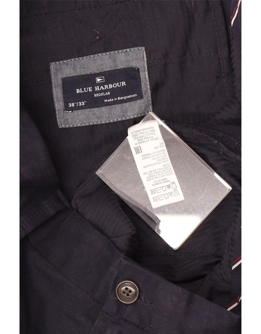 Męskie spodnie Chino Marks & Spencer Blue Harbor Regular W38 L33 Granatowe