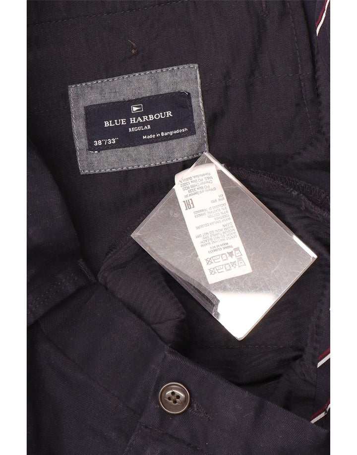Męskie spodnie Chino Marks & Spencer Blue Harbor Regular W38 L33 Granatowe