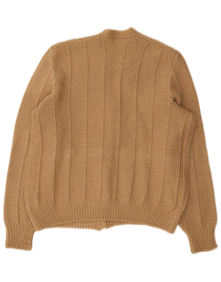 Sweter damski w stylu vintage, rozpinany UK 14, duży, beżowy