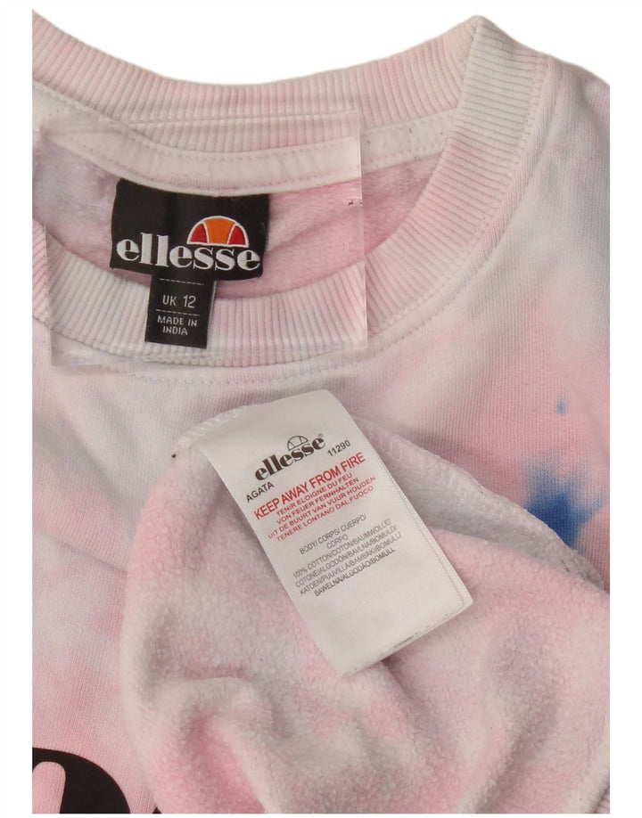 Damska bluza Ellesse Graphic Jumper UK 12 Średni różowy Tie Dye Cotton