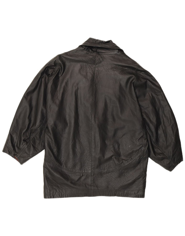 Vintage damska kurtka skórzana UK 16, duża czarna skóra