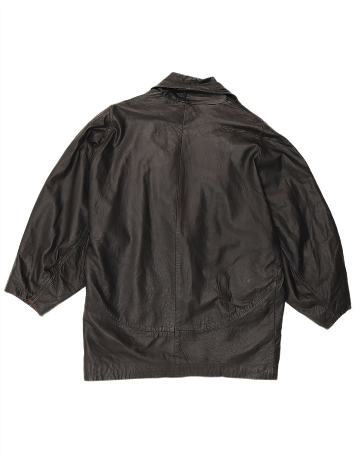 Vintage damska kurtka skórzana UK 16, duża czarna skóra