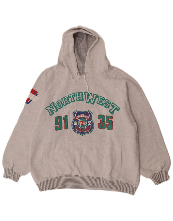 Damski sweter z kapturem w stylu vintage, UK 12, średnioszary, bawełniany