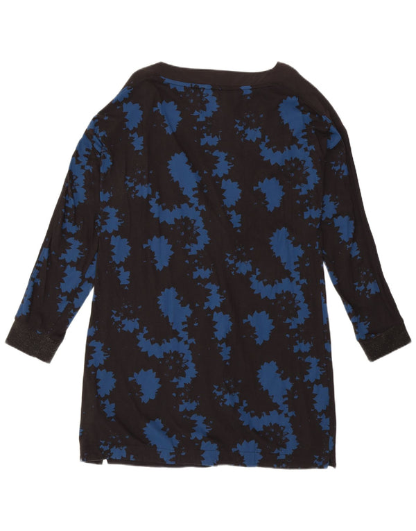 Damska bluzka o przedłużonym fasonie WHITE STUFF UK 14, duża, czarna, z bawełny w kwiaty