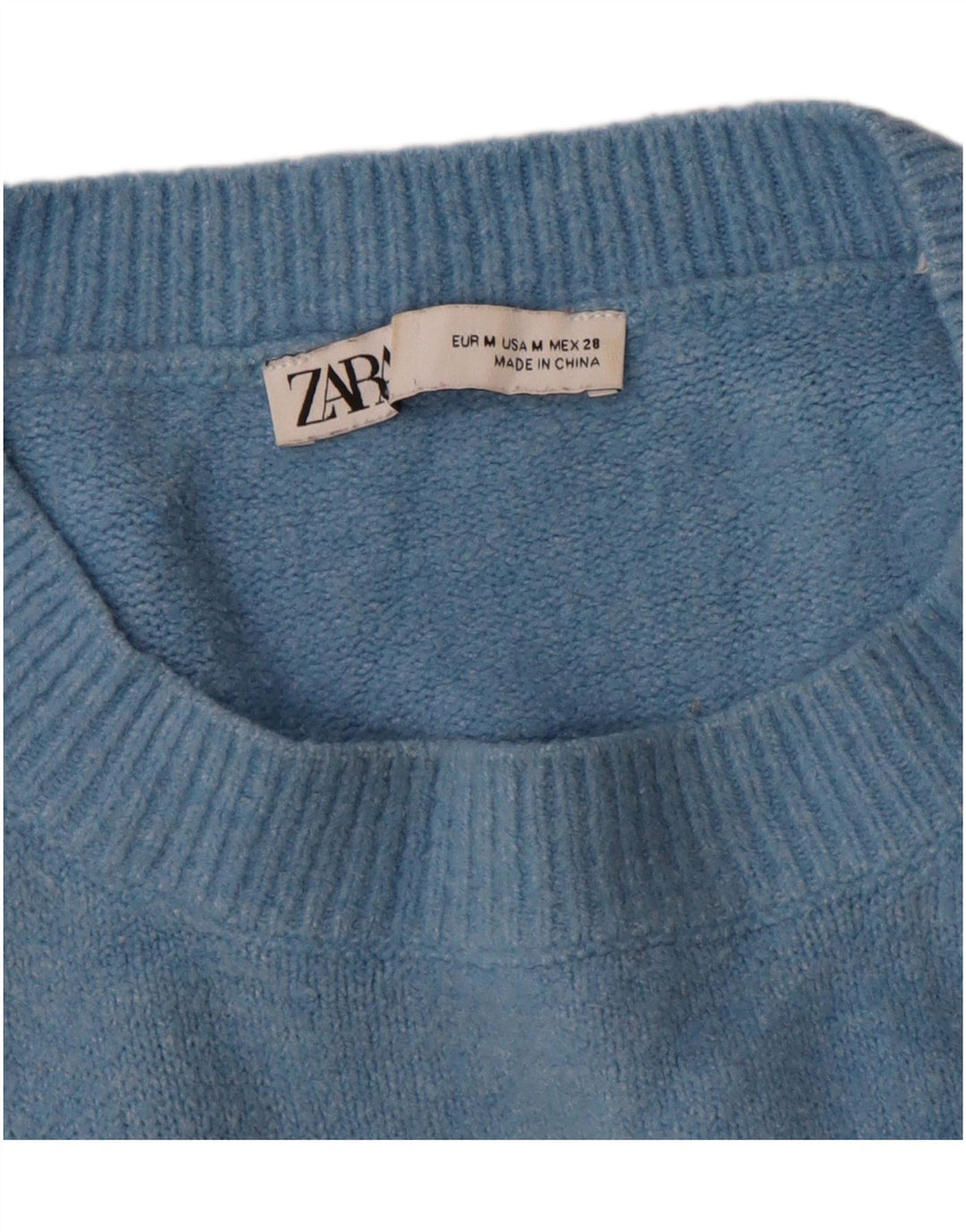 Męski sweter z okrągłym dekoltem Zara, średni niebieski