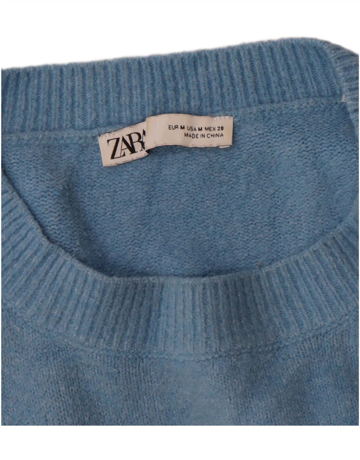 Męski sweter z okrągłym dekoltem Zara, średni niebieski